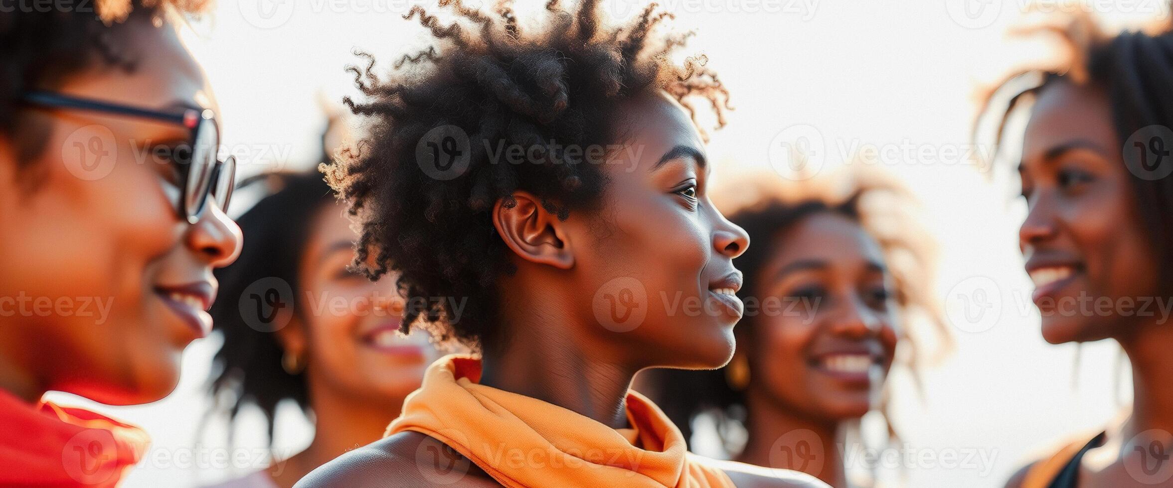 Close-up of smiling women with natural hairstyles photo