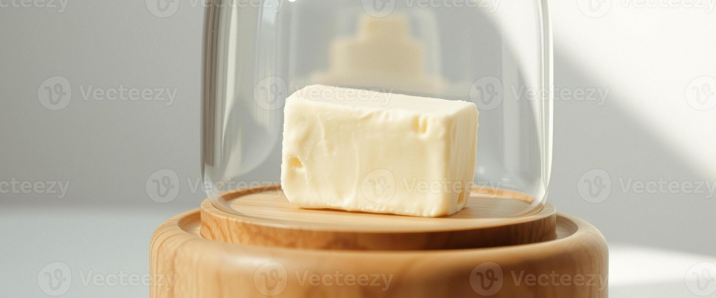 Butter Block in a Glass Dome on a Wooden Base photo