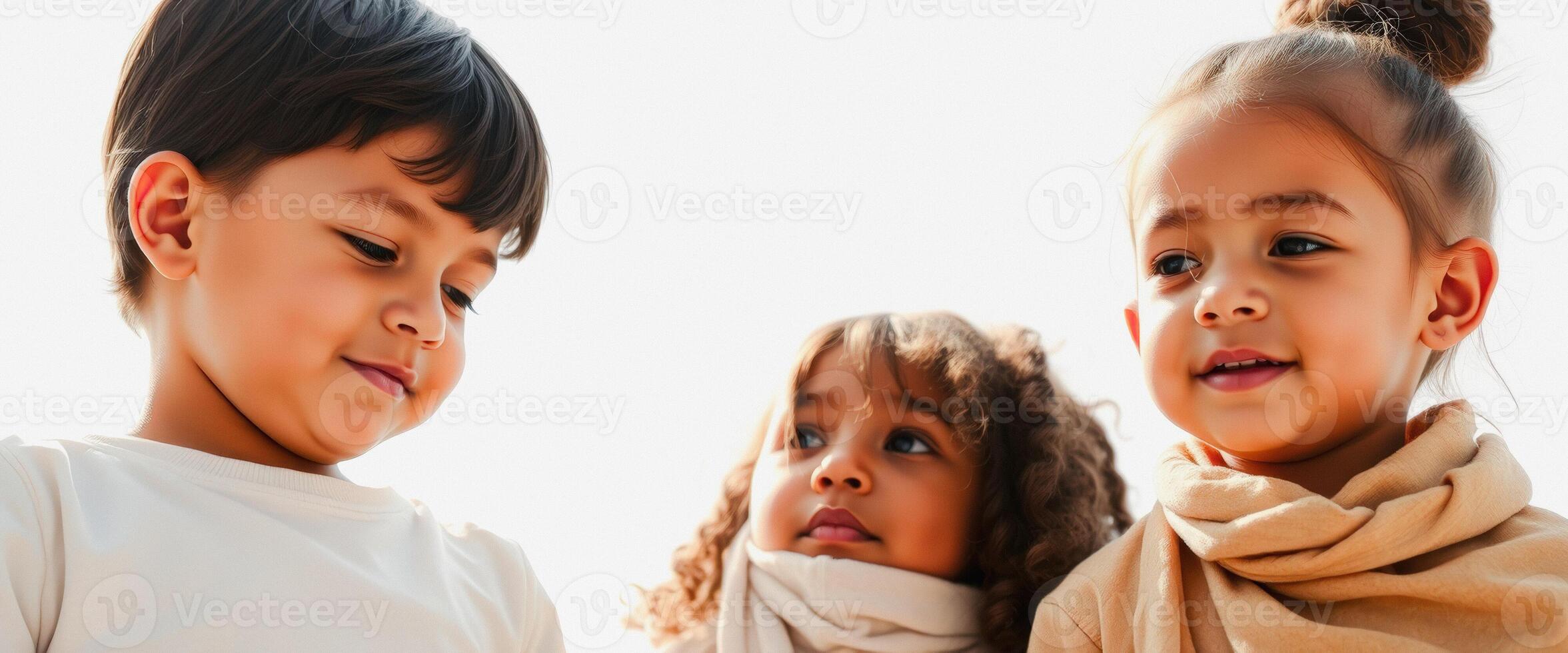 Three Children Looking Up photo