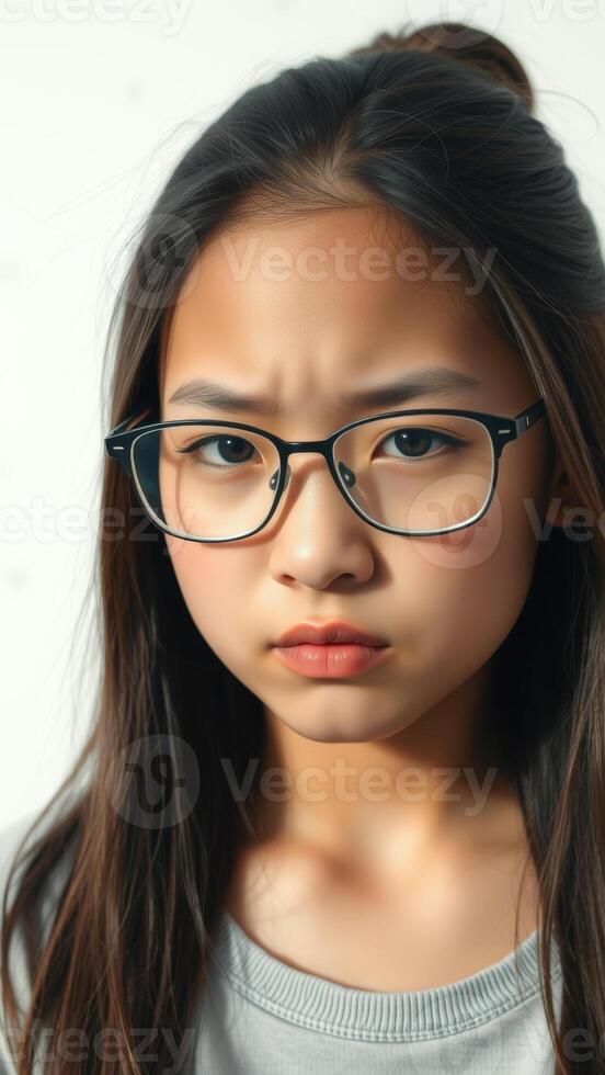 Closeup portrait of a young woman with glasses photo