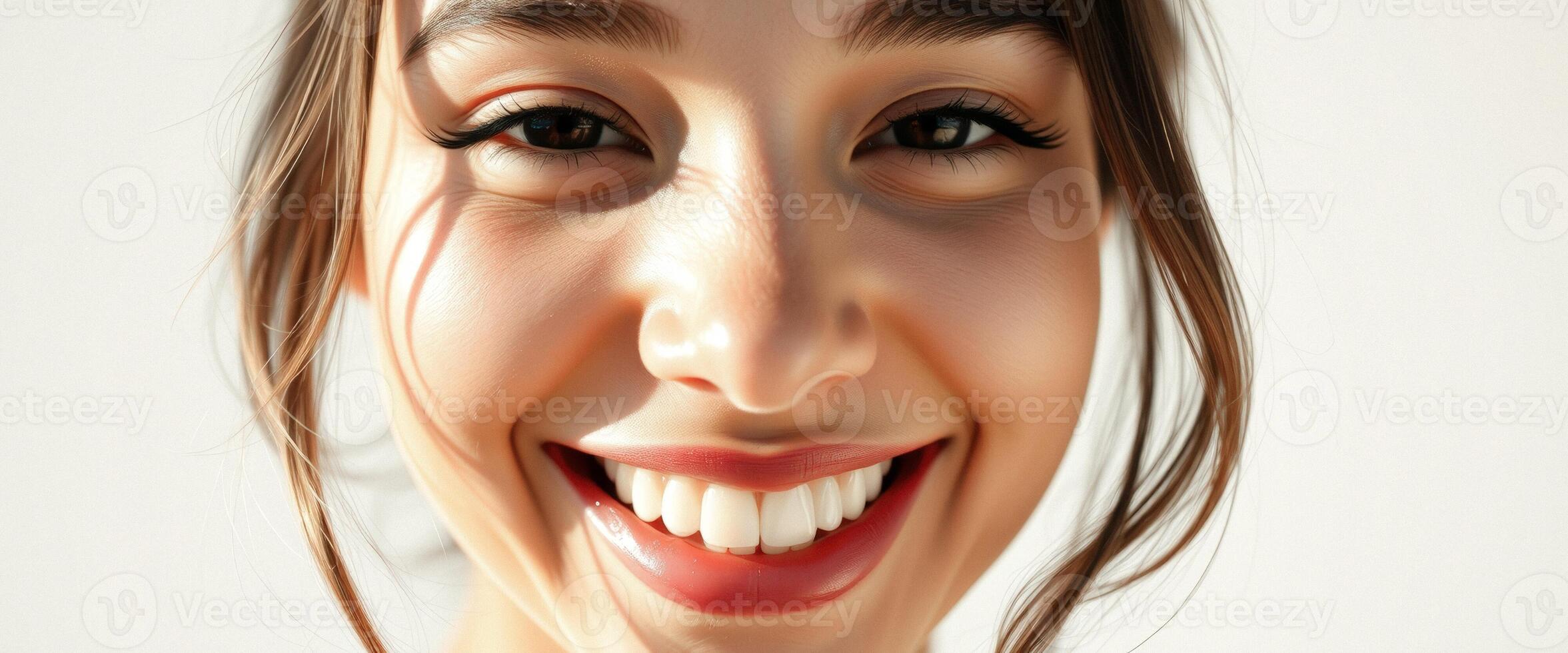 de cerca de un mujer sonriente cara foto