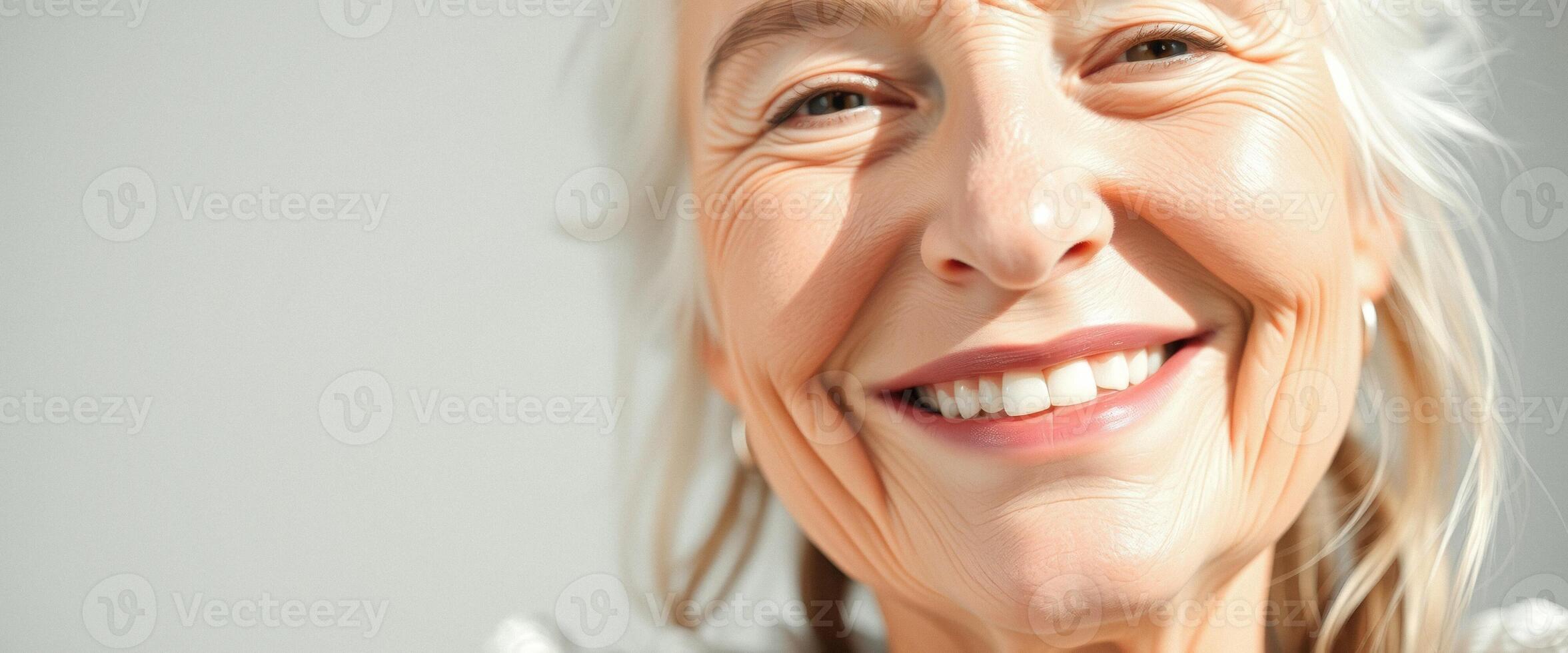 Close Up Portrait Of A Mature Woman Smiling photo