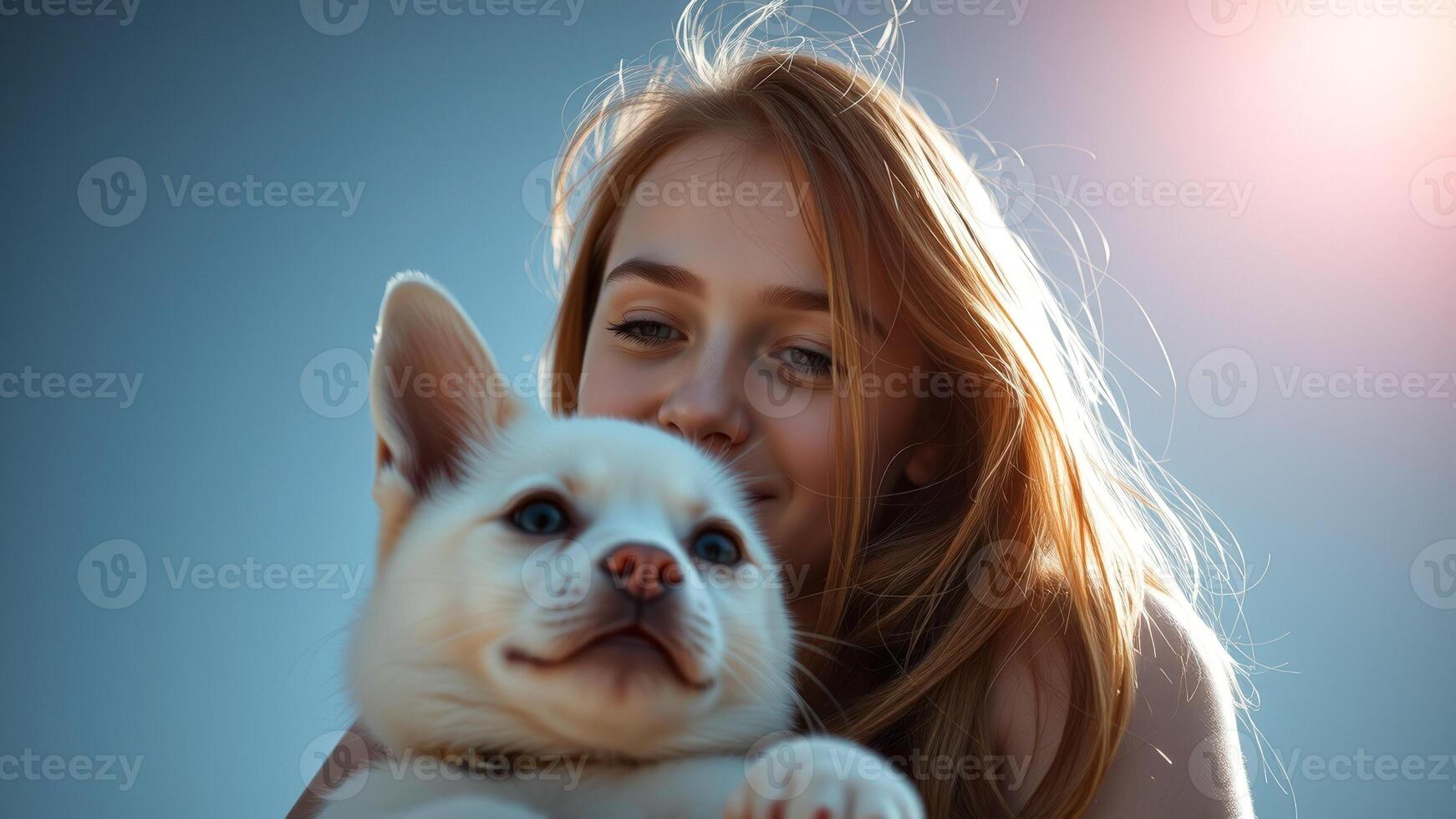 Young Woman with Dog photo