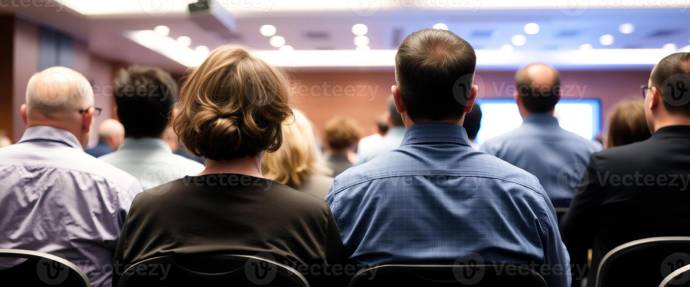 Rear View of Audience in Conference Room photo
