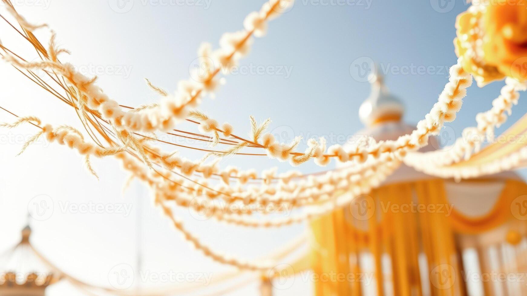 Fluffy White Flowers Decorated in a Wedding Ceremony photo