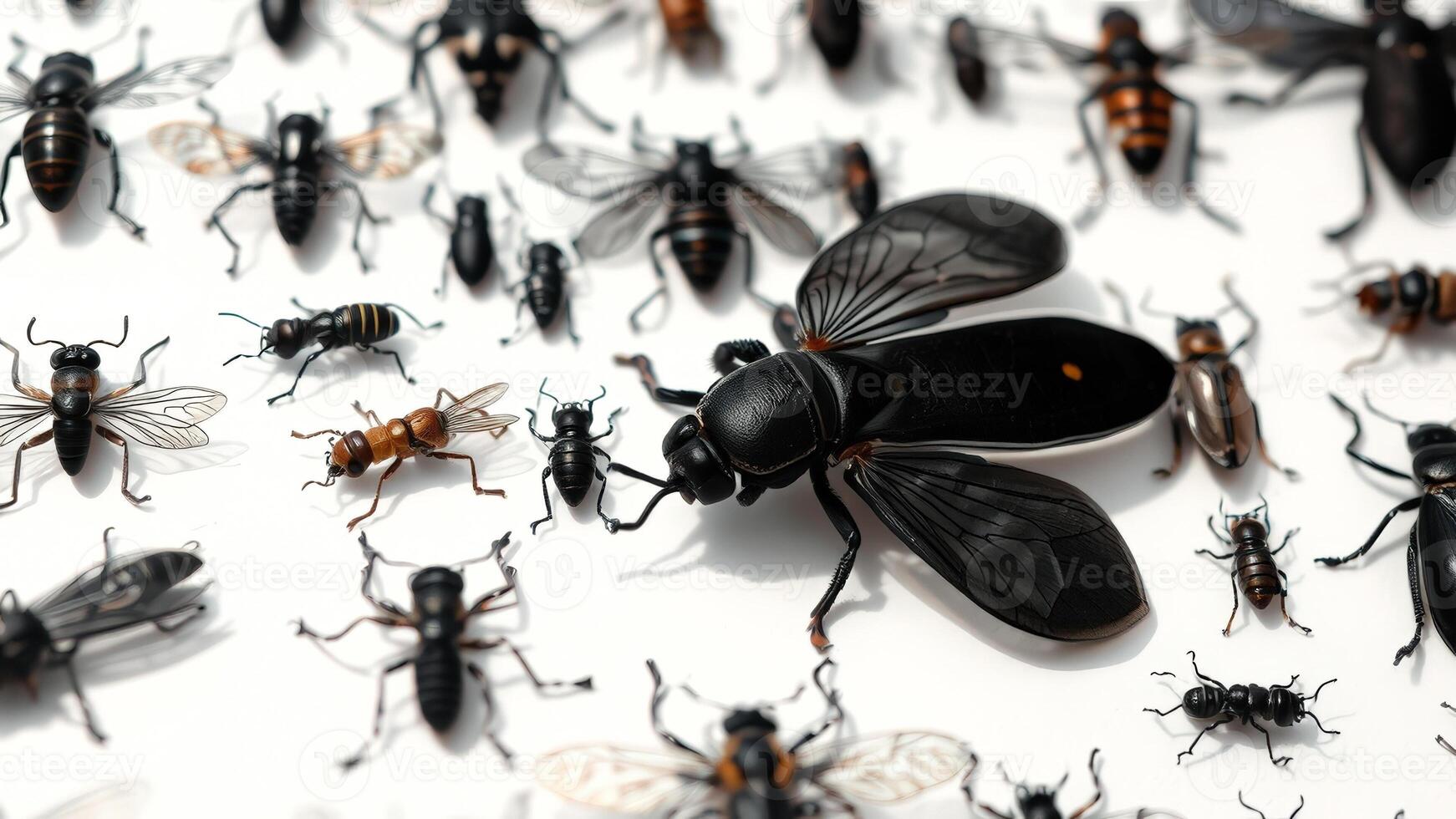 Close-up of Insects on a White Background photo