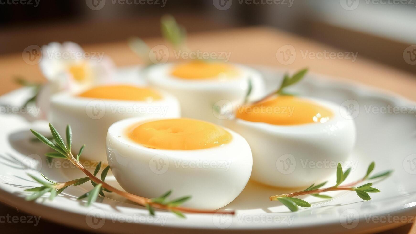 Soft Boiled Eggs with Greenery photo