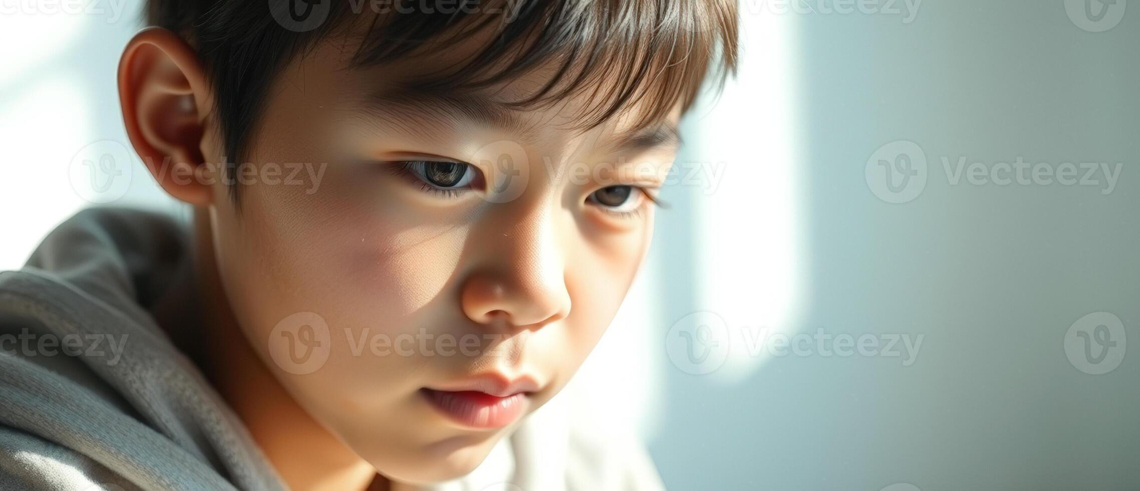 Portrait of a thoughtful young boy photo