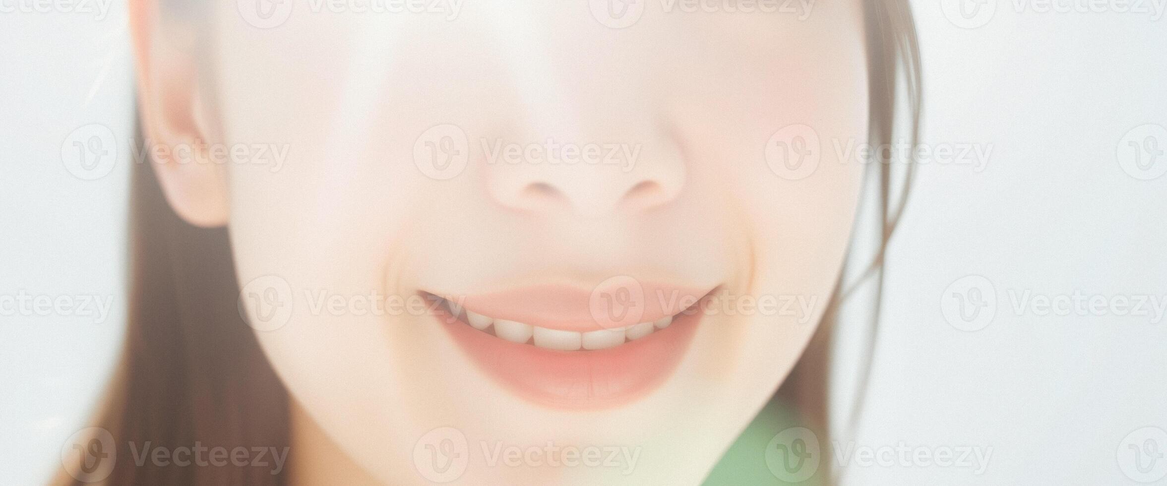 mujer sonriente con Dom destello en cara foto