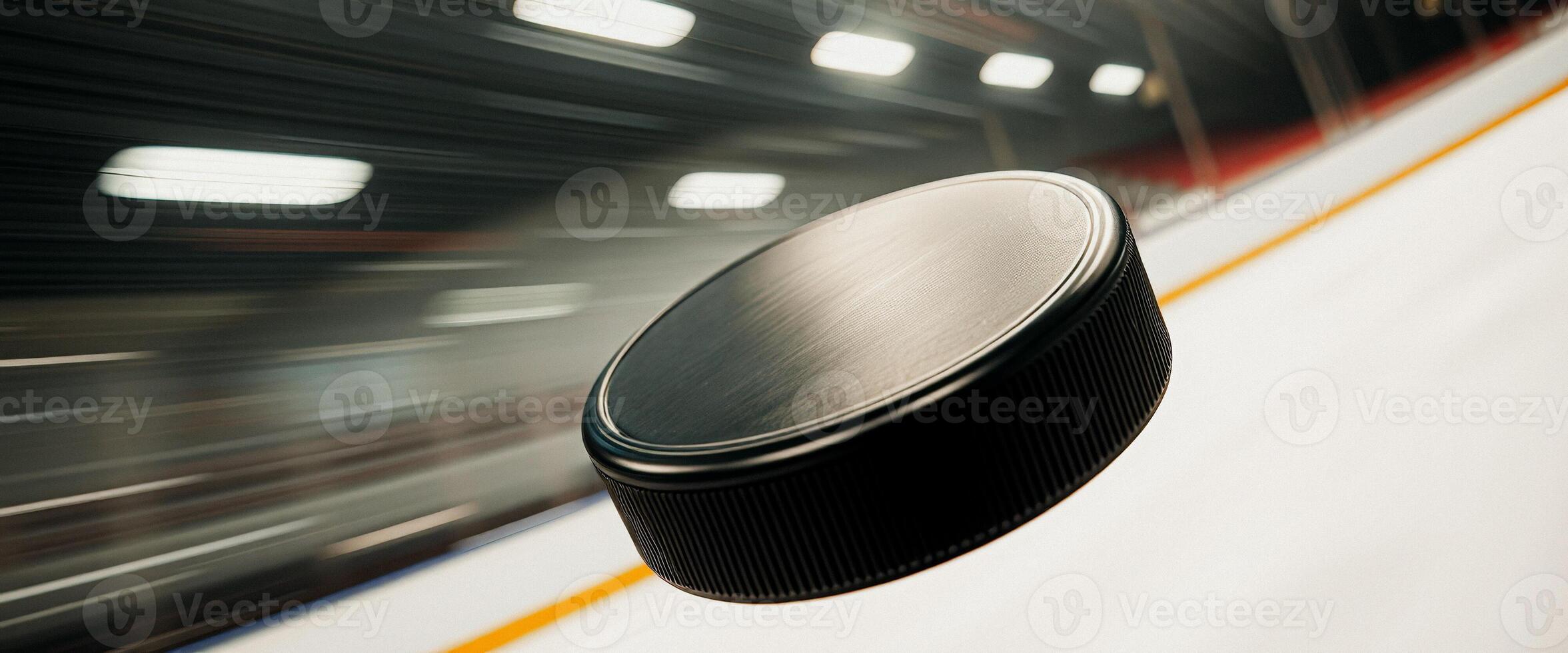 Hockey Puck Floating on Ice photo