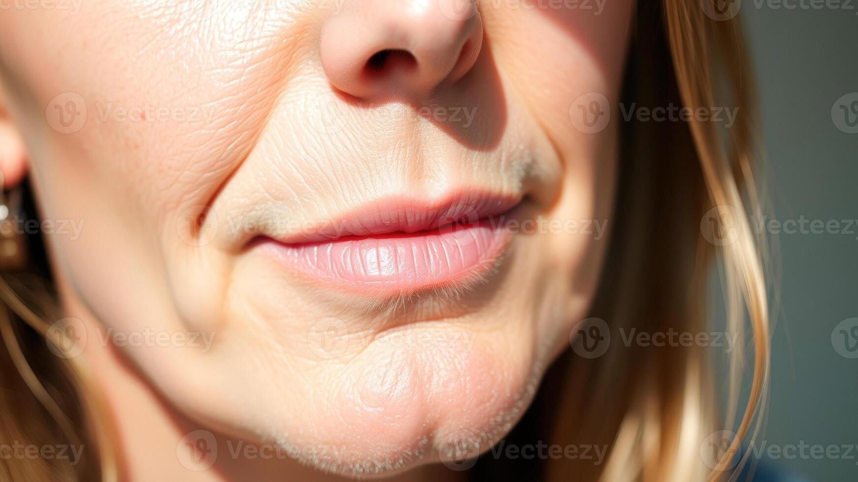 Close Up of a Woman's Lips with Wrinkles photo