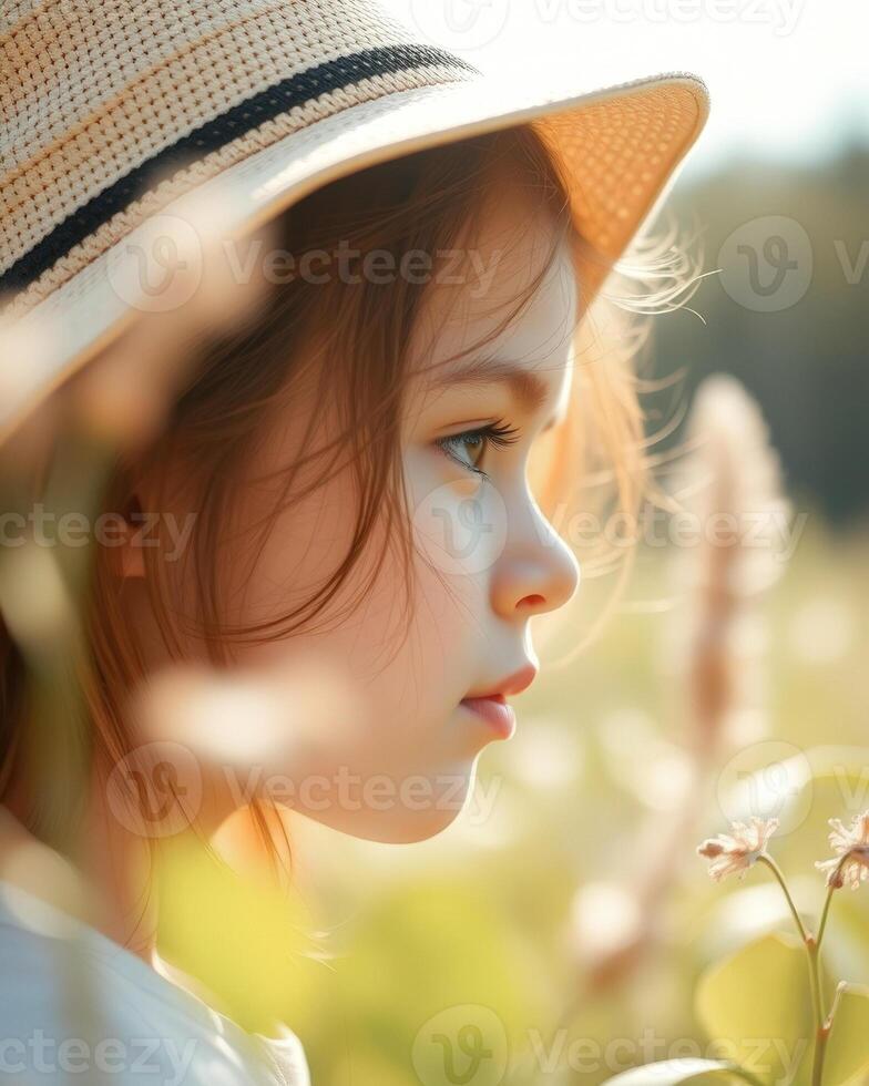 Little Girl in a Straw Hat photo