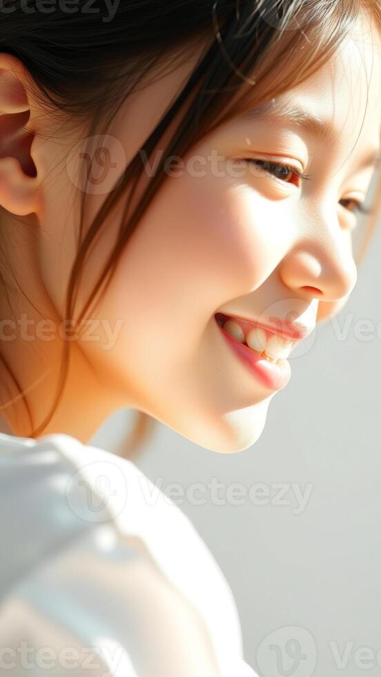 Close Up Portrait of a Young Girl Smiling photo