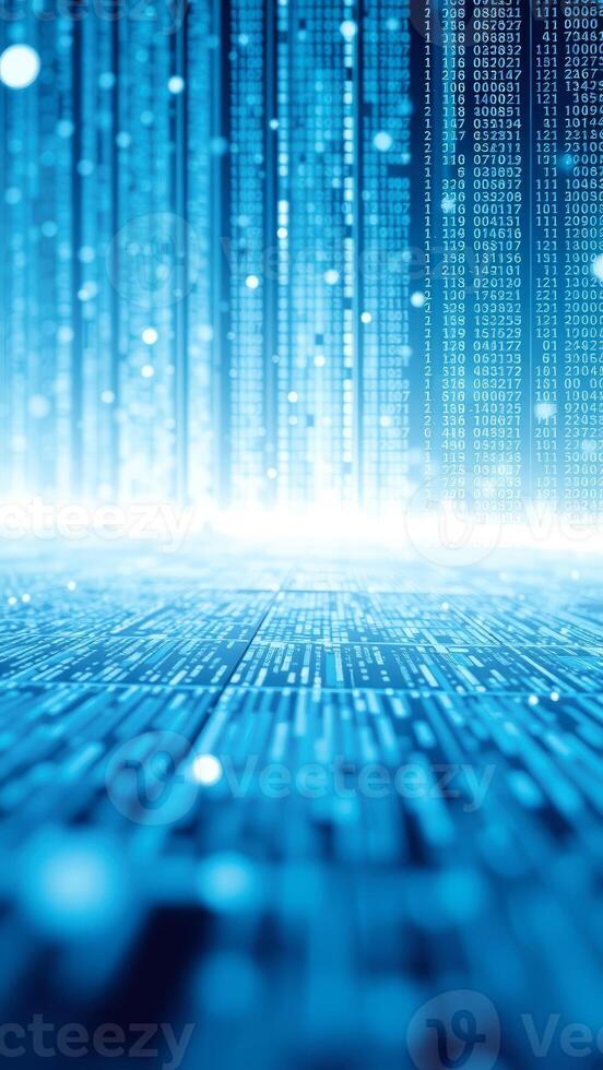 Abstract Blue Digital Background with Binary Code photo