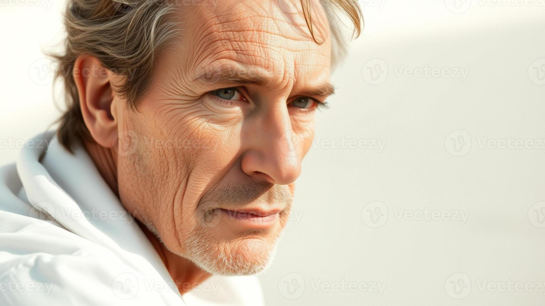 Close-up portrait of a thoughtful senior man photo