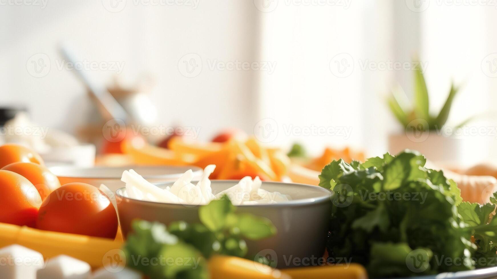 Fresh Vegetables in a Bowl on a Table photo