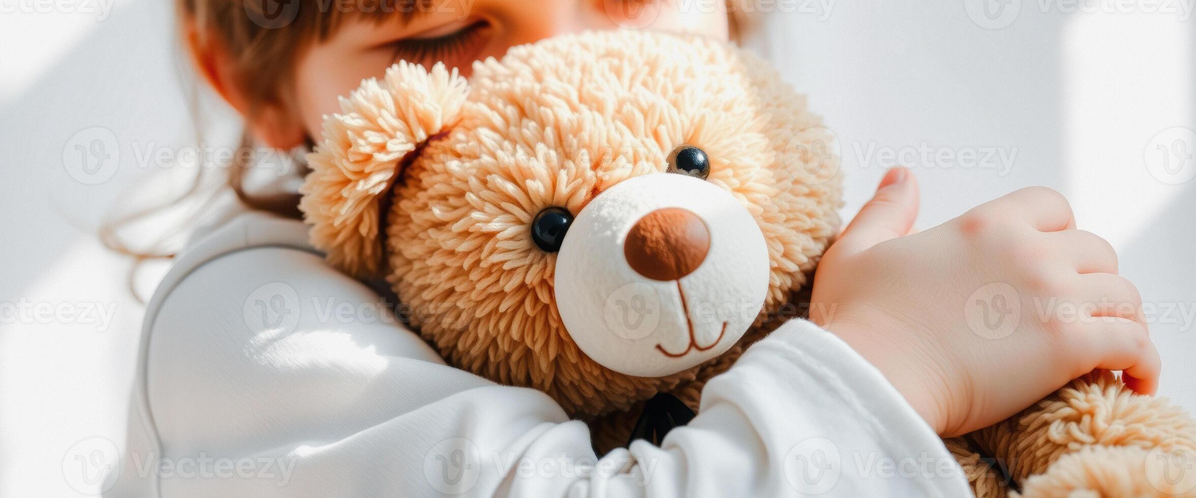 Young Girl Hugging Stuffed Animal photo