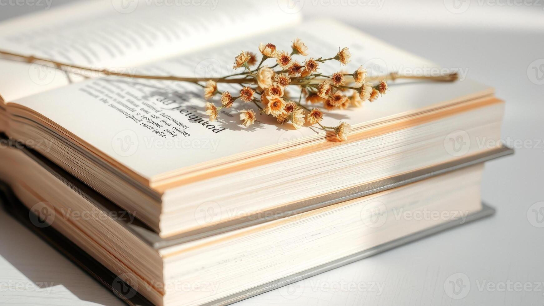 Dried Flowers on Open Book photo