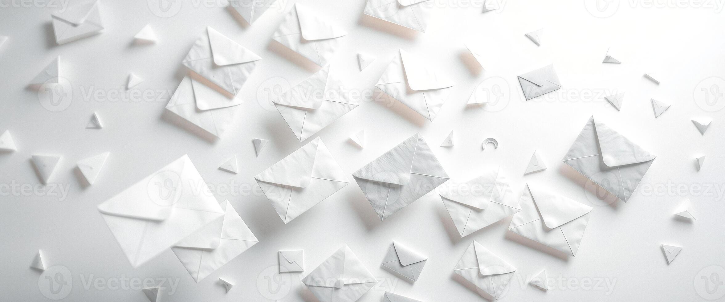 White Envelopes Scattered on a White Background photo