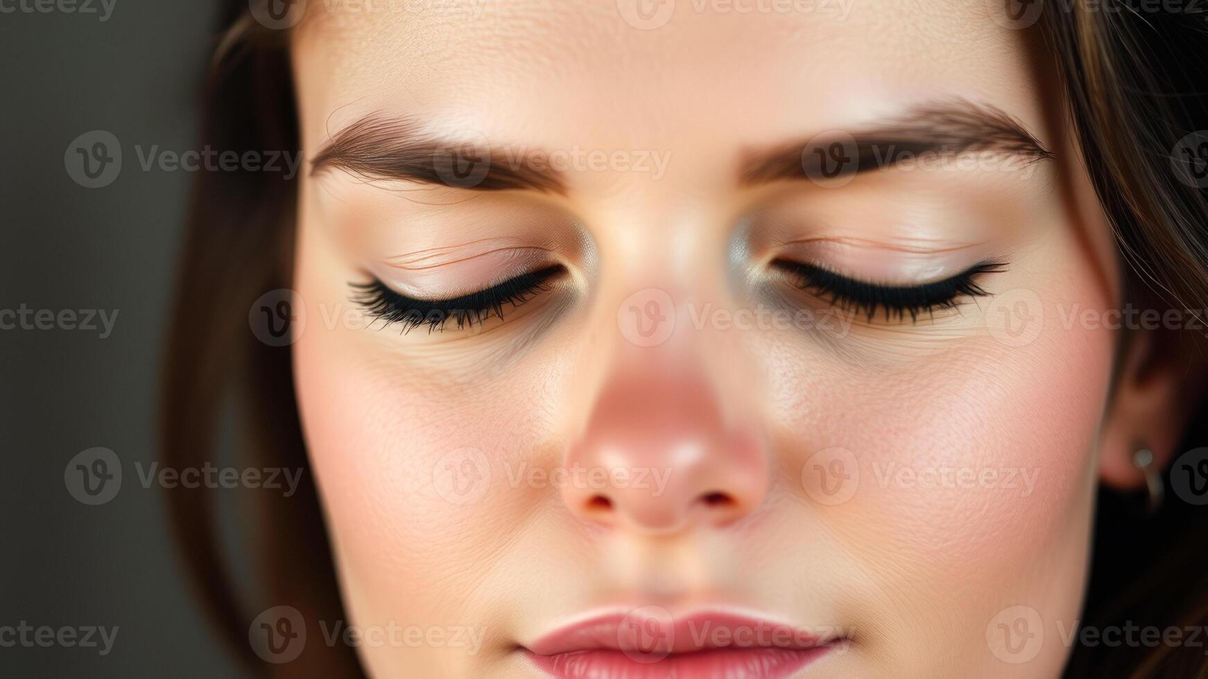 Close up of a woman's closed eyes with perfect makeup photo