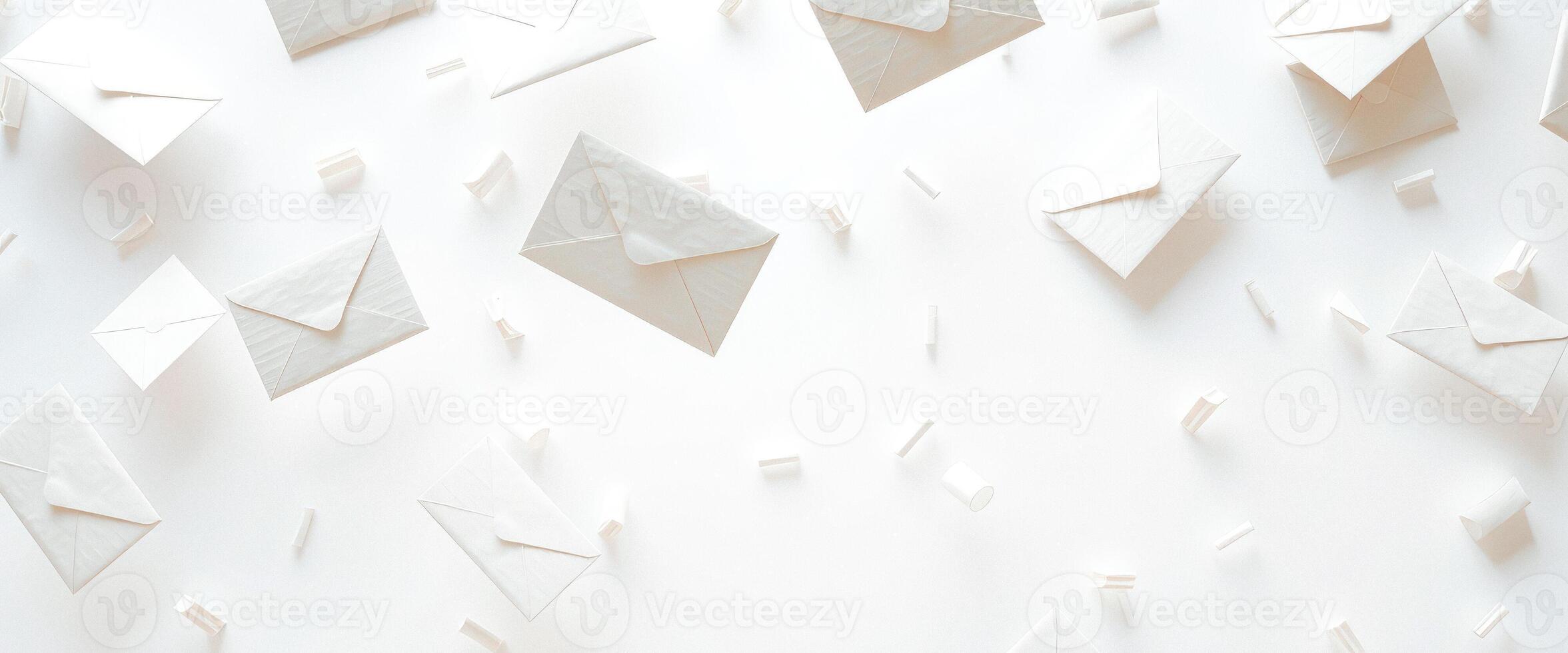 White Envelopes Floating on a White Background photo