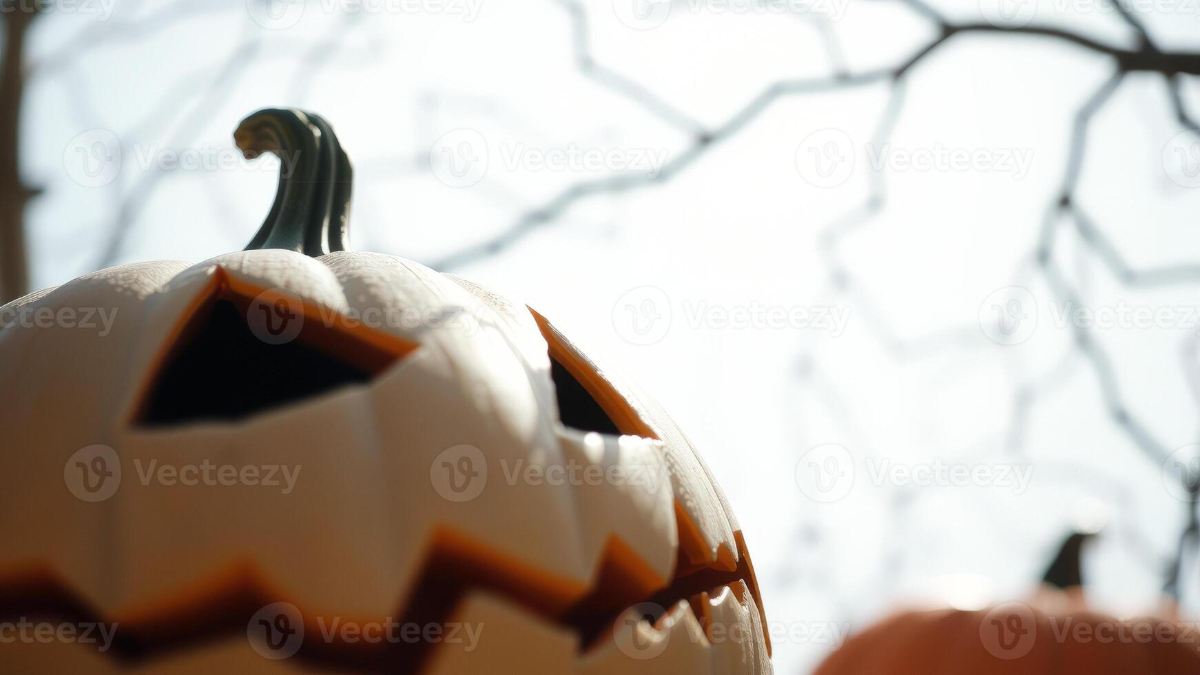 Close Up of a Carved Pumpkin photo