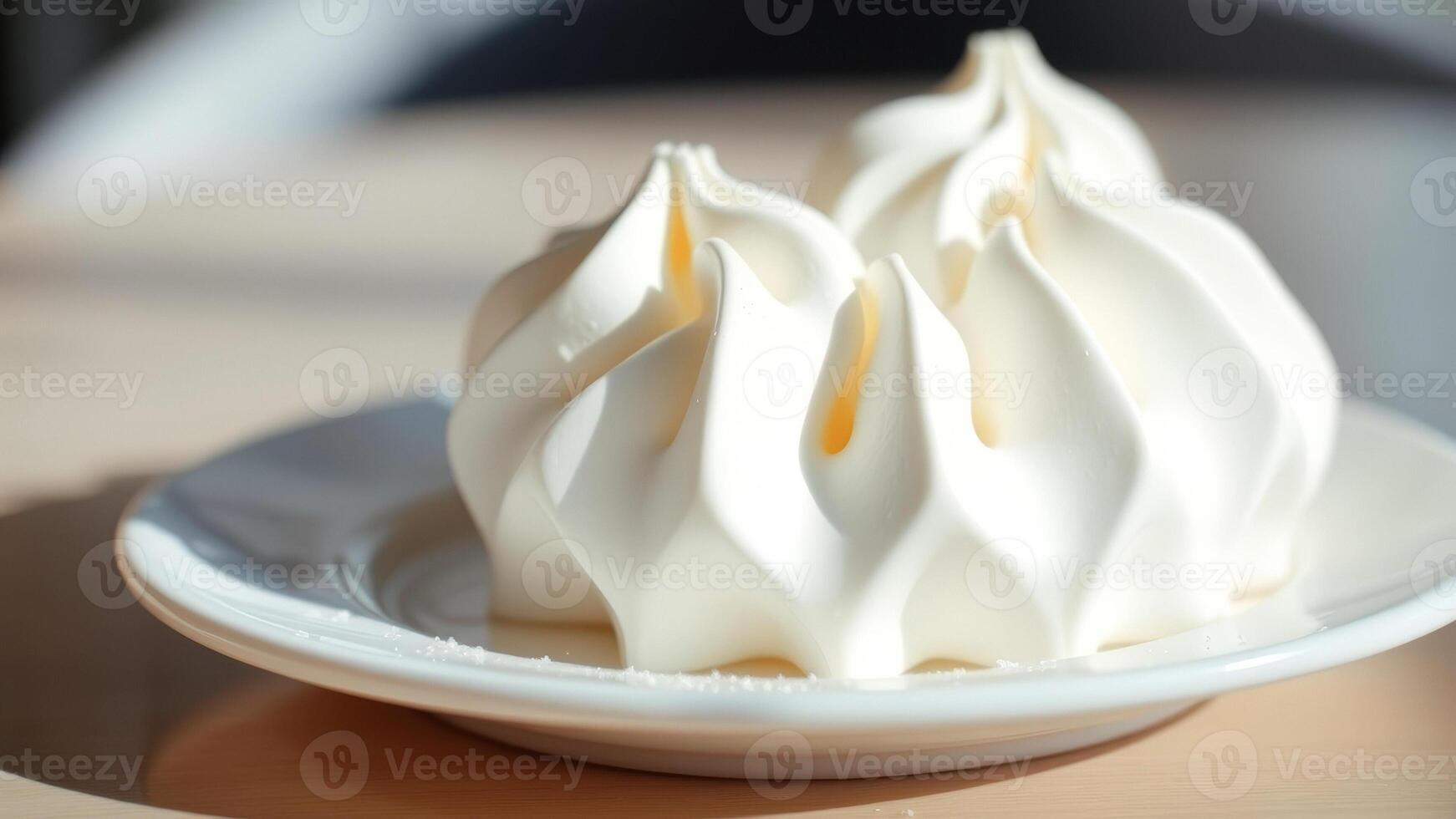 Close up of white meringue on a plate photo