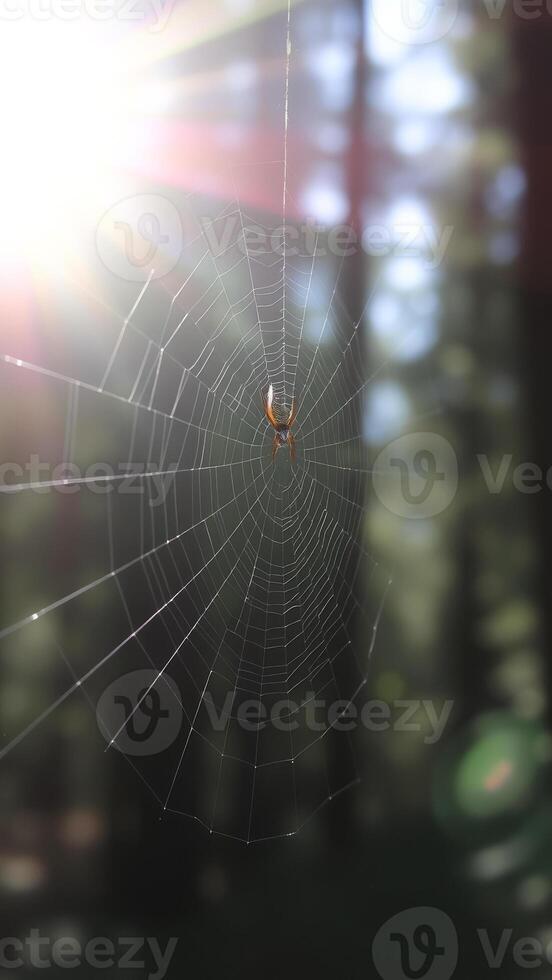 Spider Web with Sunbeams photo