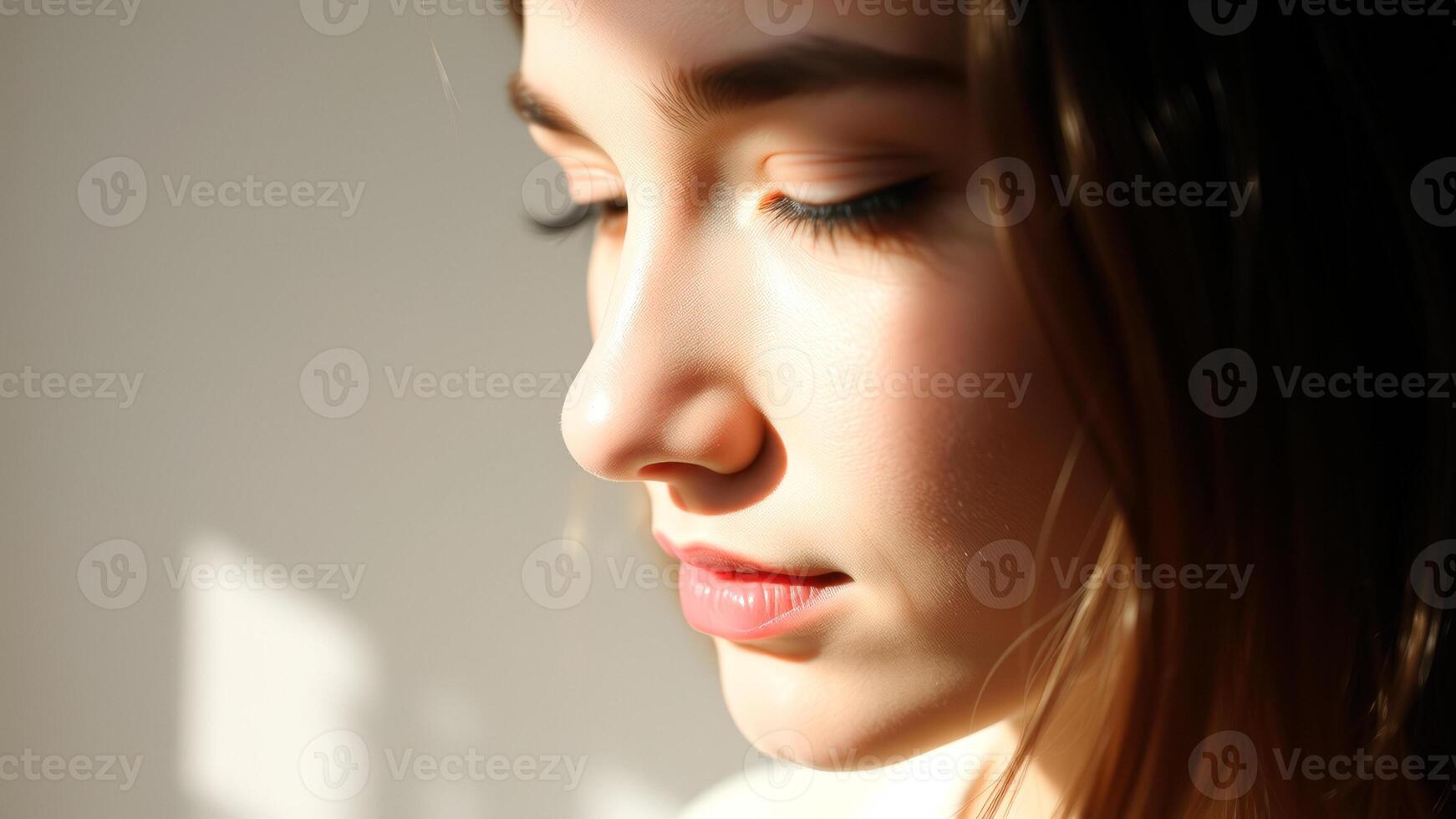 Close Up of a Woman's Face in Sunlight photo