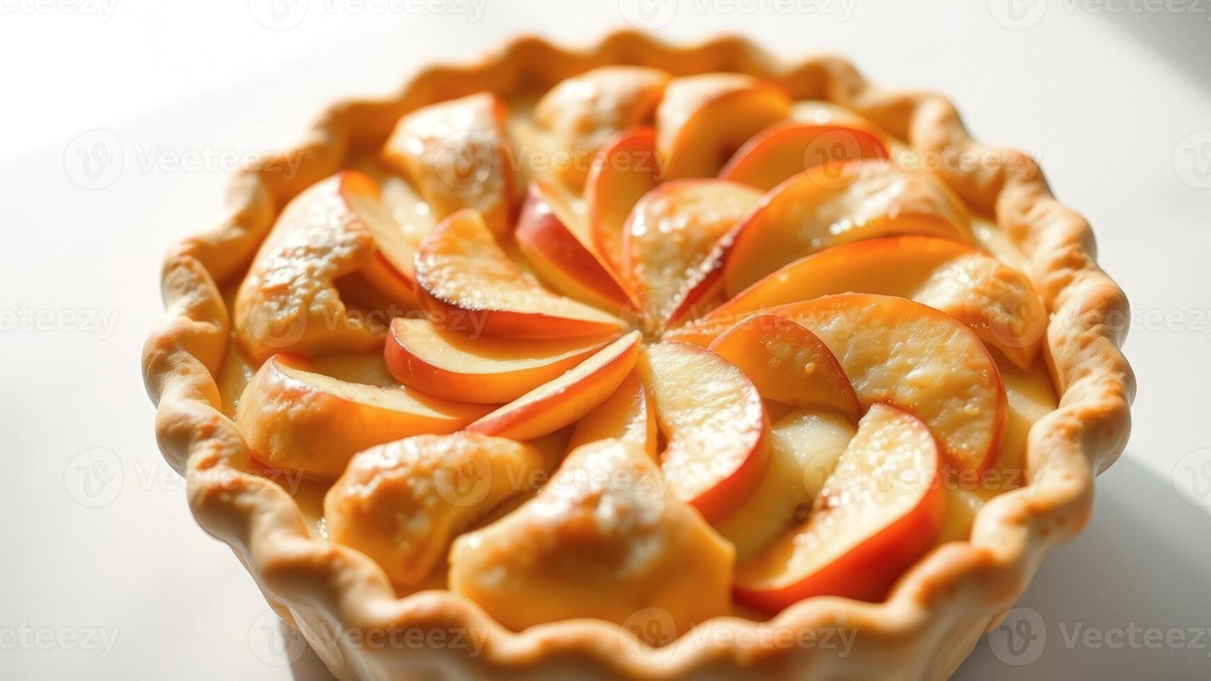Close Up of a Delicious Apple Pie with a Golden Crust photo