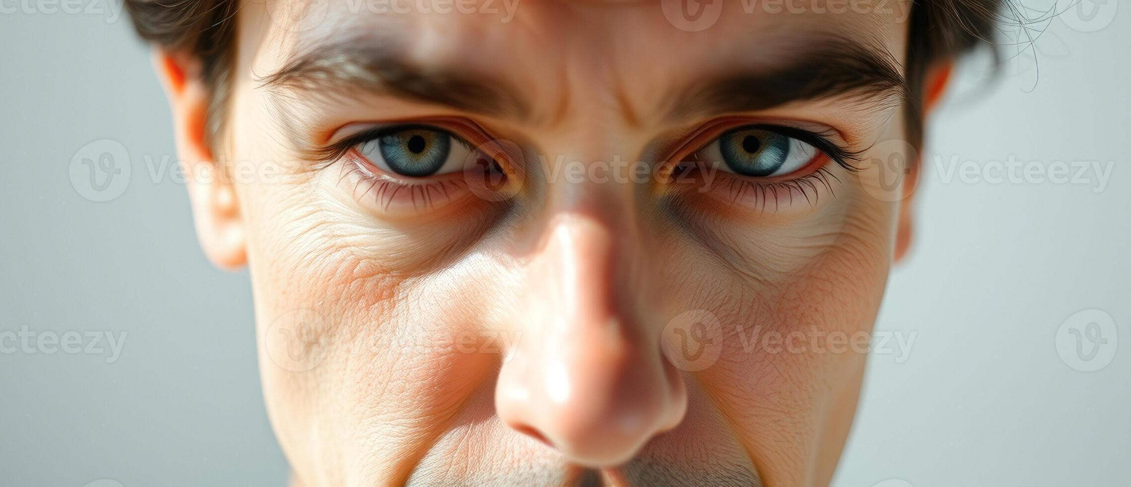 Closeup of a man's face with blue eyes photo
