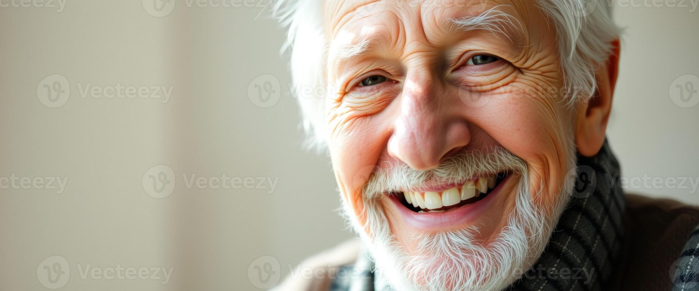 Senior man smiling joyfully photo