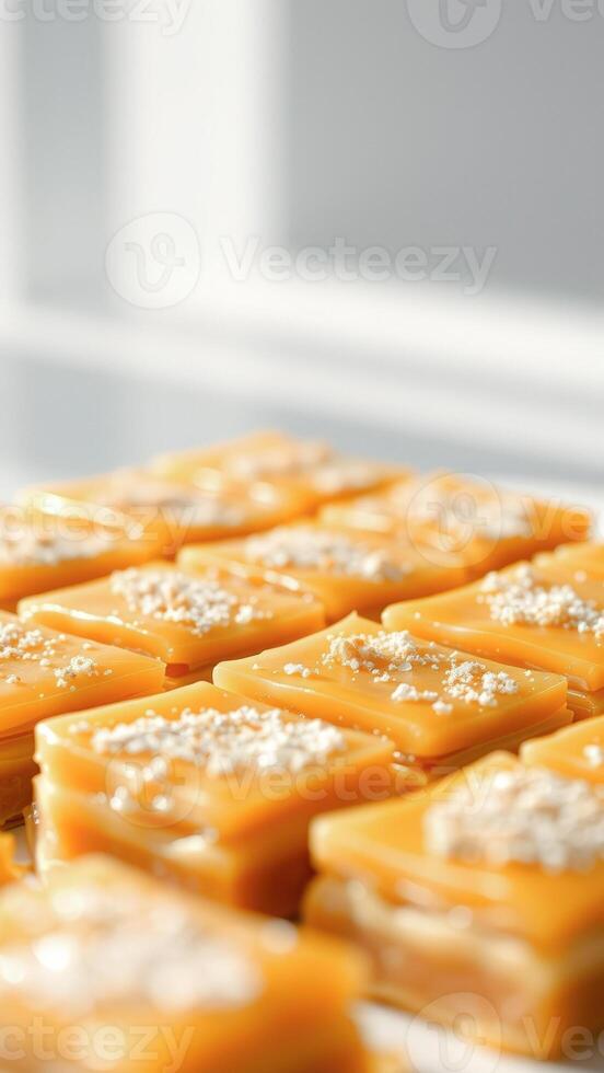 Closeup of Salted Caramel Squares photo
