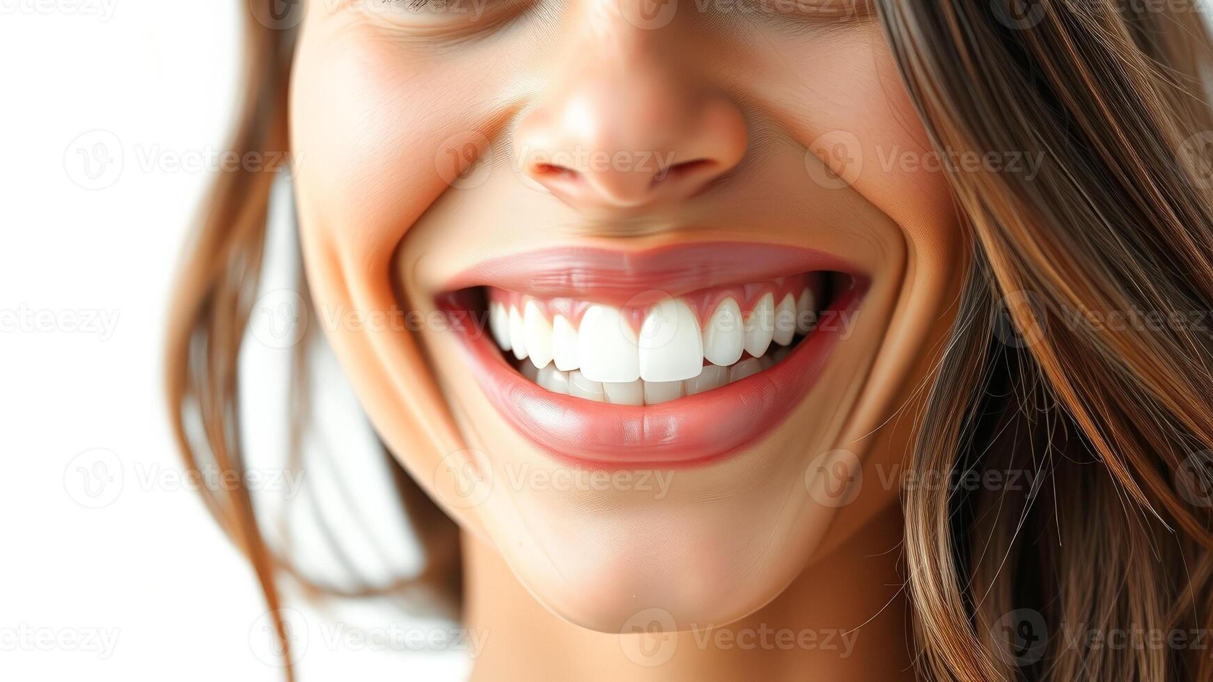 Woman smiling with white teeth photo