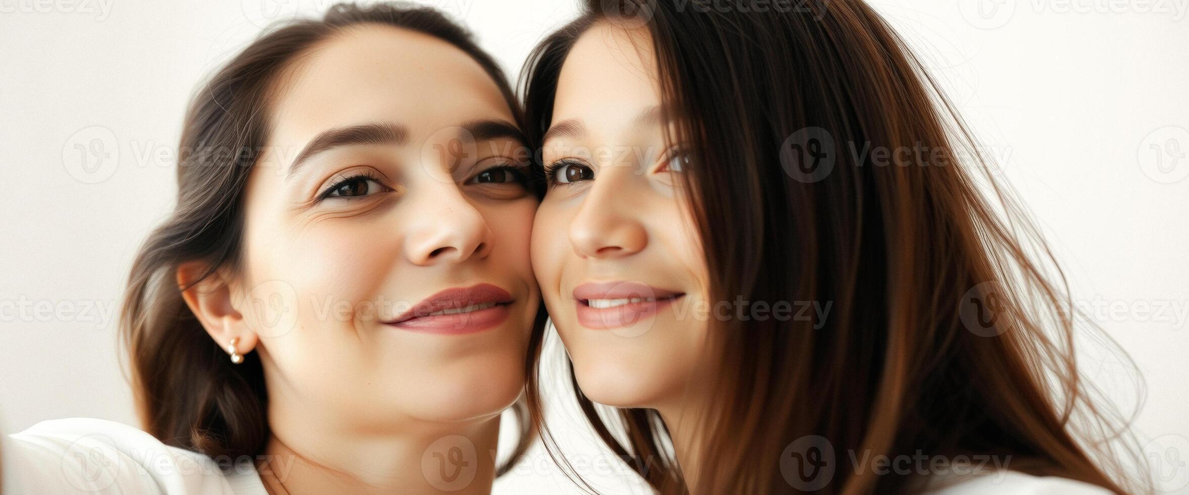 Close-up Portrait of Two Smiling Women photo