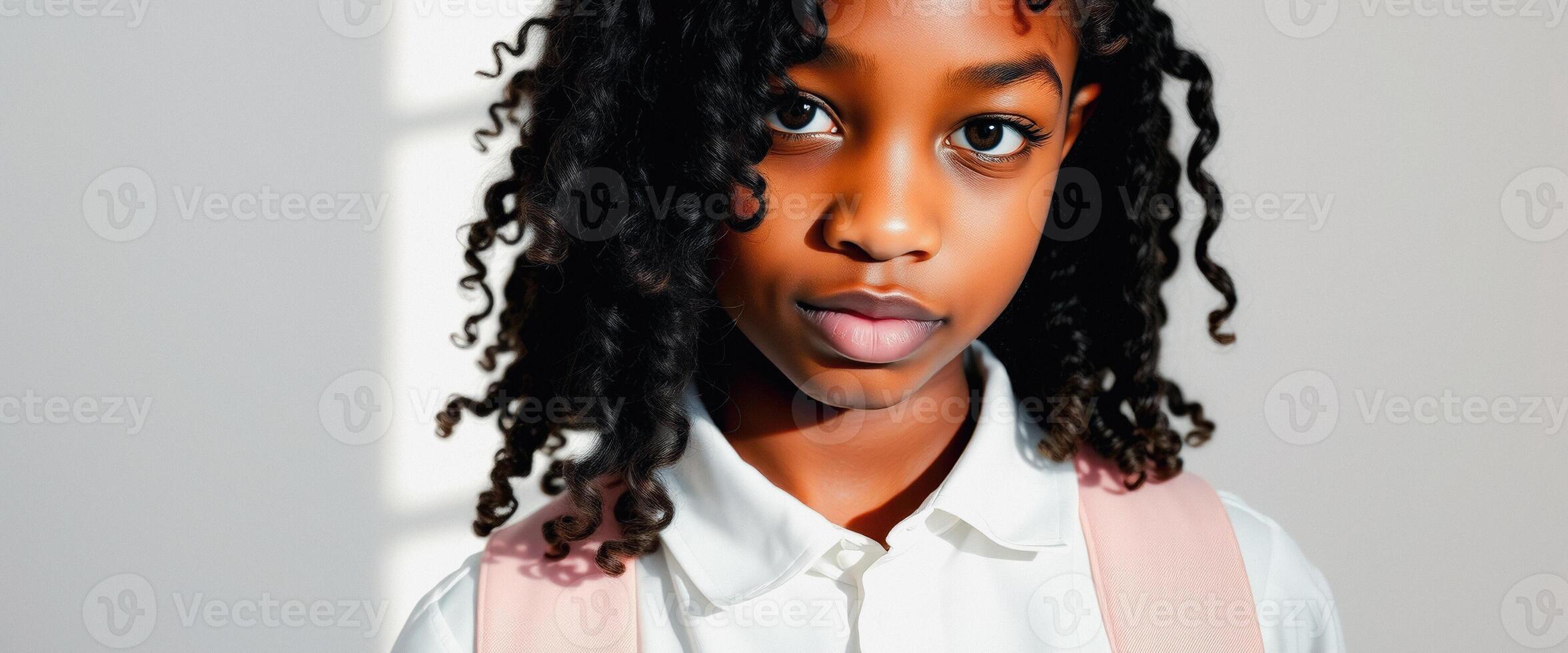 Portrait of a young girl with curly hair photo