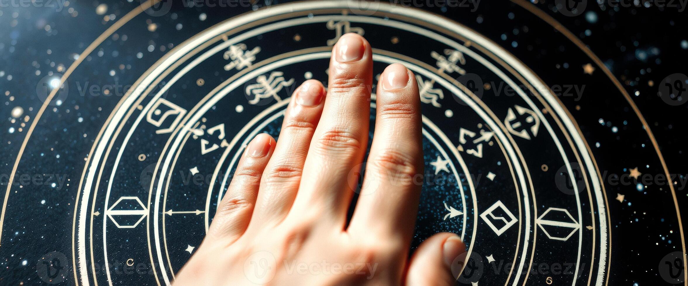 Hand Over Zodiac Chart photo