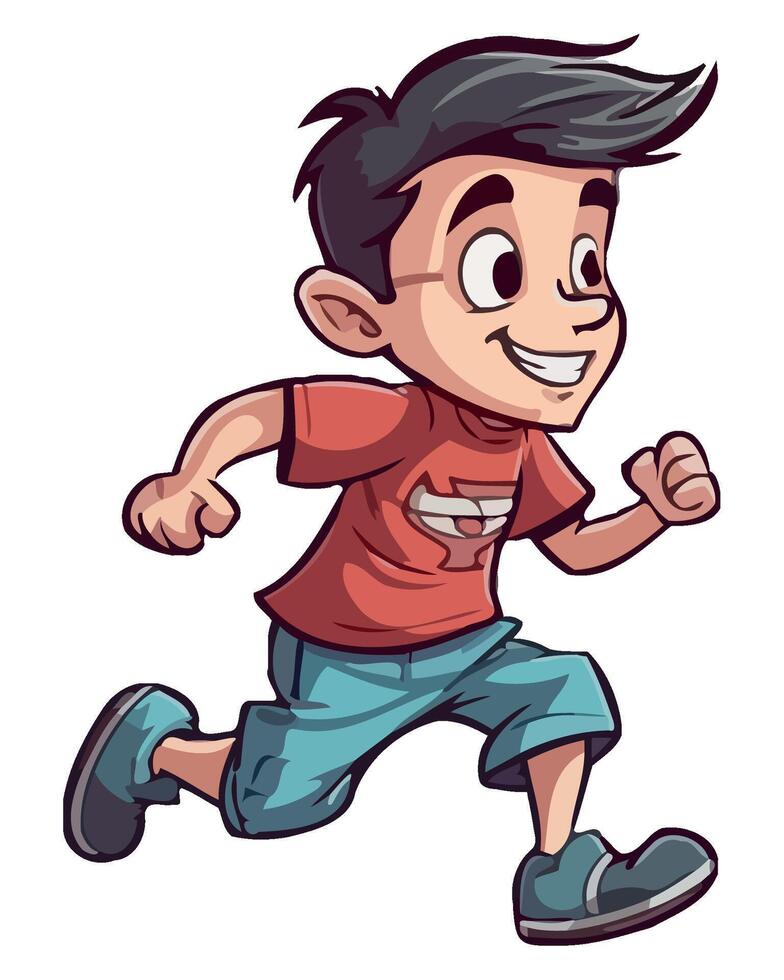 Cartoon boy running illustration vector