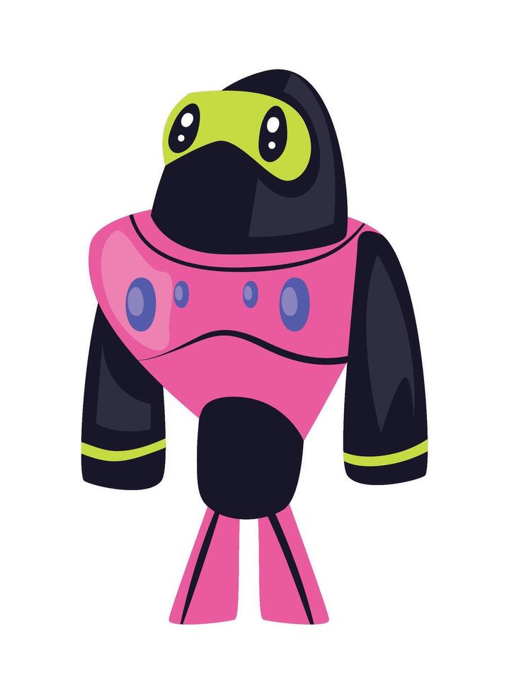 A cartoon robot in pink and black vector