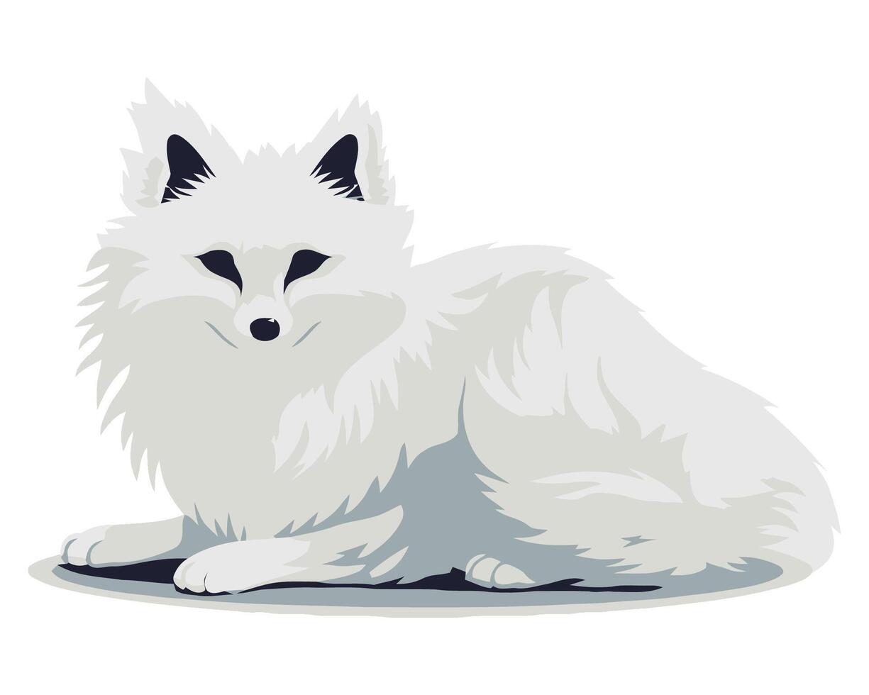 A white fox sitting on the ground vector