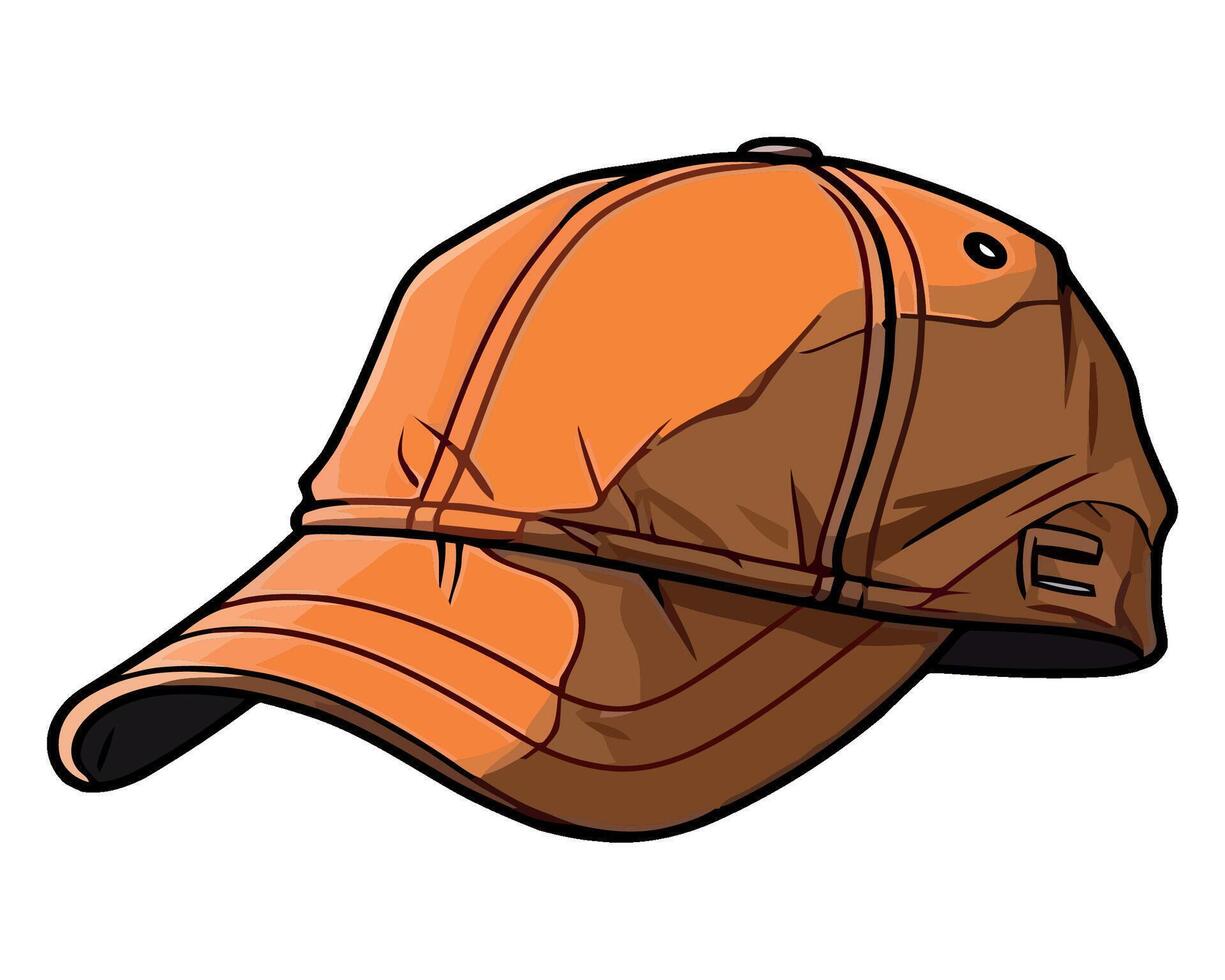 An orange baseball cap on a white background vector