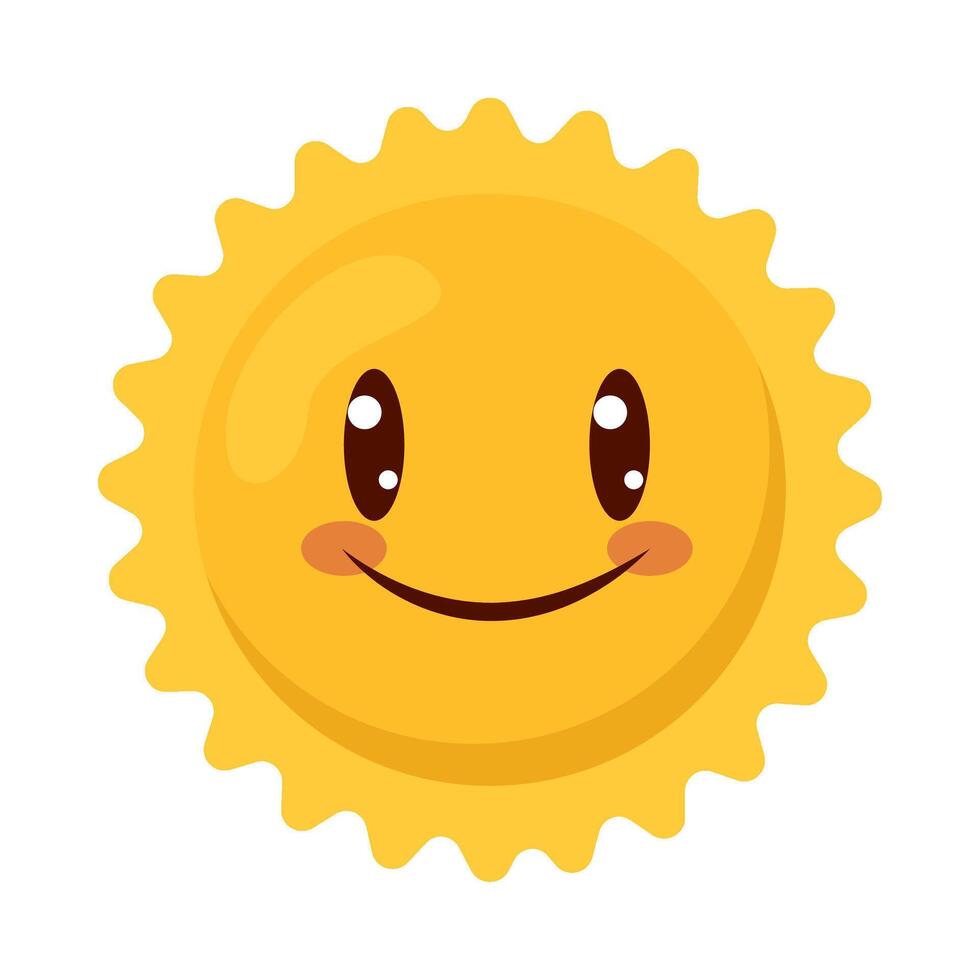A smiling sun with a happy face on a white background vector
