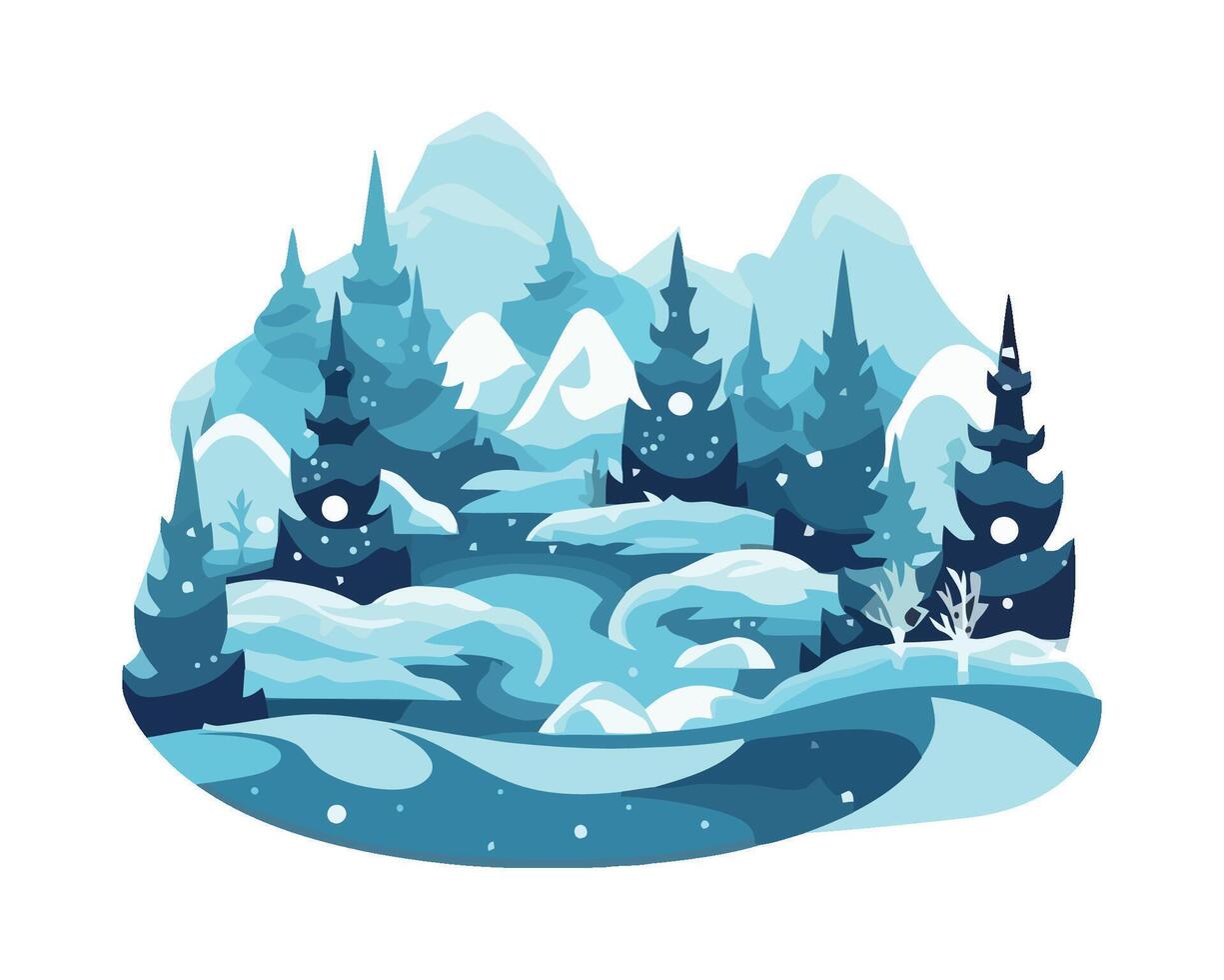 Winter landscape with trees and snow vector