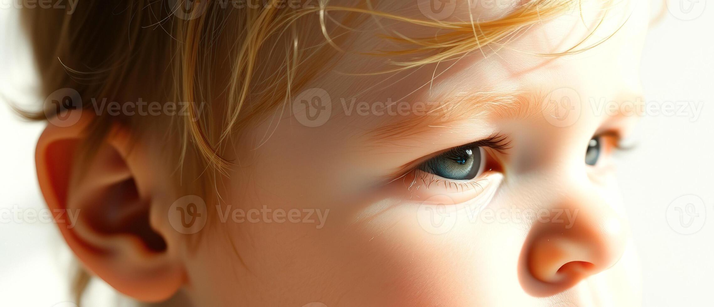 Close-up of a baby's eye and nose photo