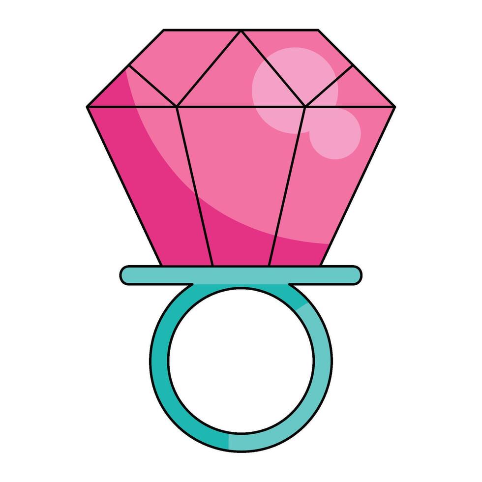 A pink diamond ring with a blue band vector