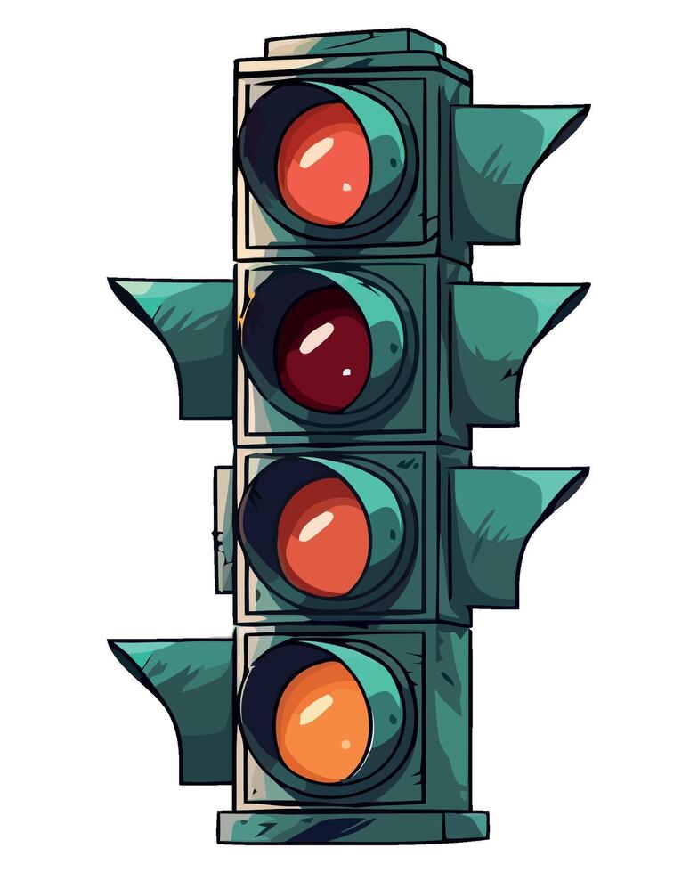 A cartoon illustration of a traffic light vector