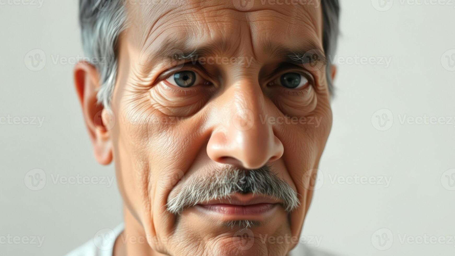 Close-up portrait of a senior man with a thoughtful expression photo