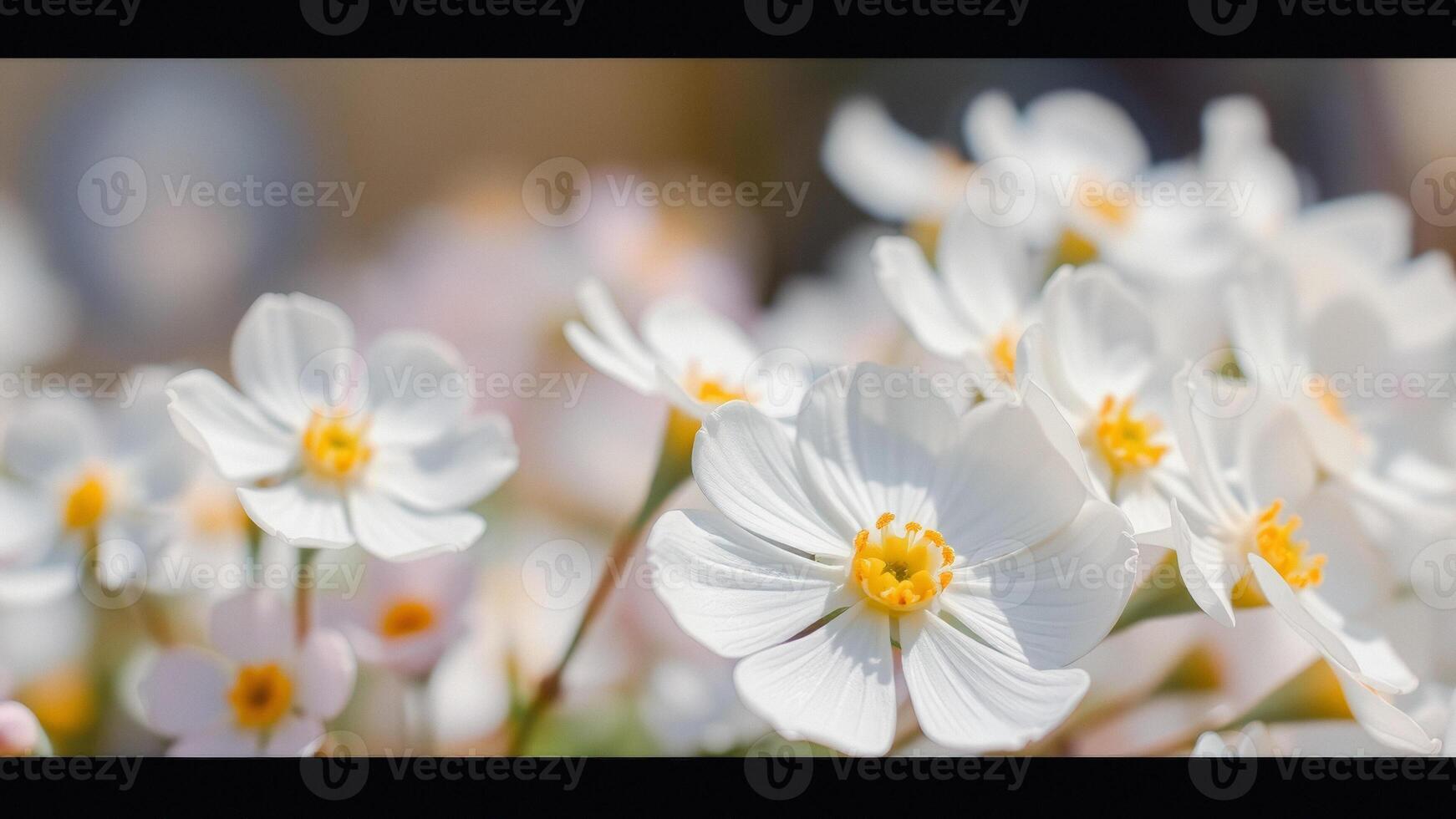 Closeup of Delicate White Flower with Yellow Center photo