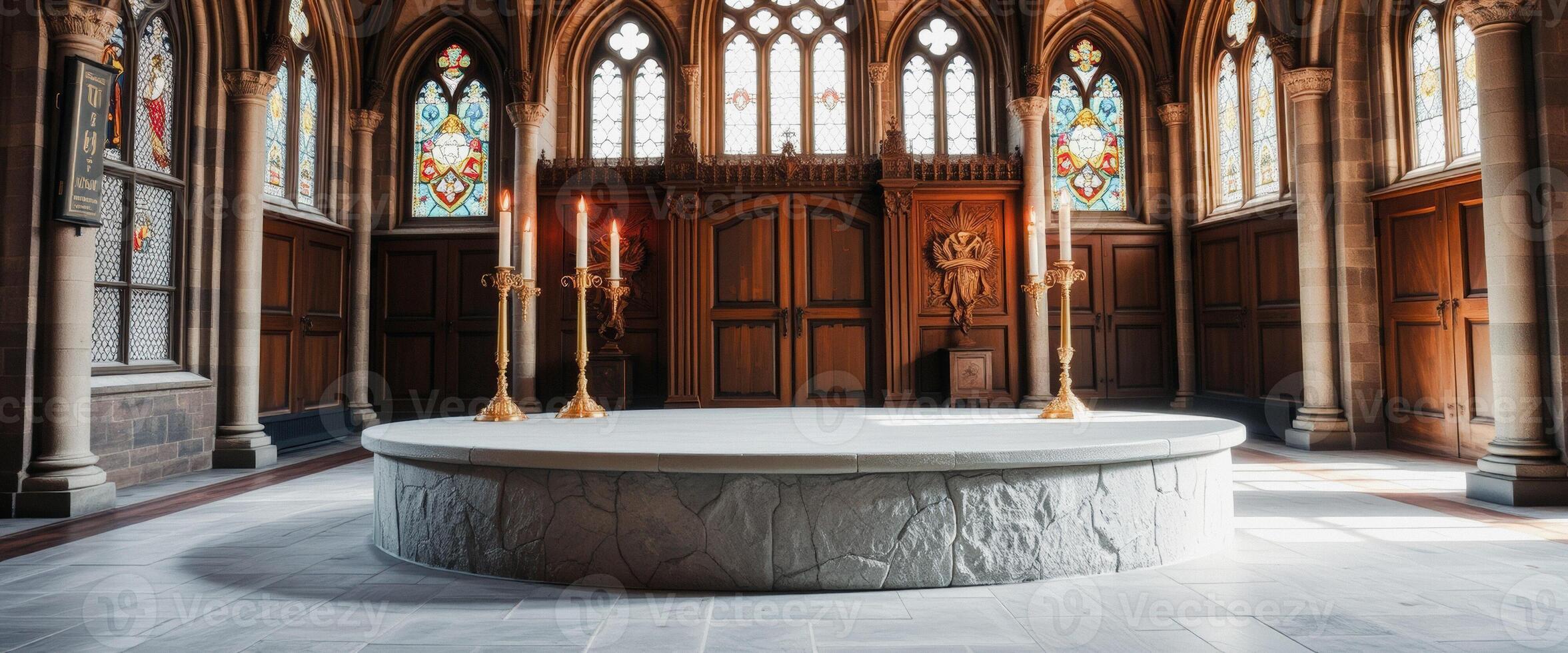 Stone Platform in a Gothic Cathedral photo