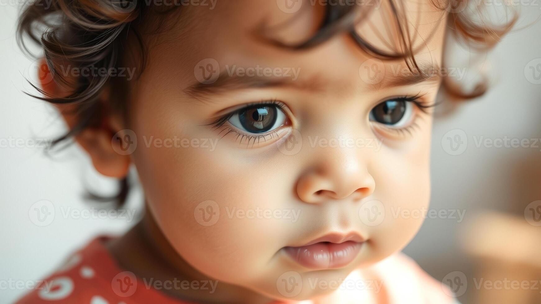 Portrait of a Baby Girl with Curious Eyes photo